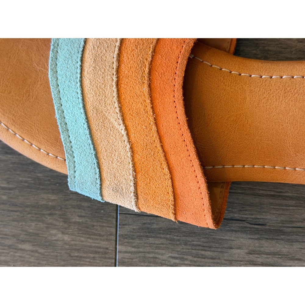 UGG Multicolor Suede Slide Sandals - Tan, Orange, Blue - Picture 7 of 12